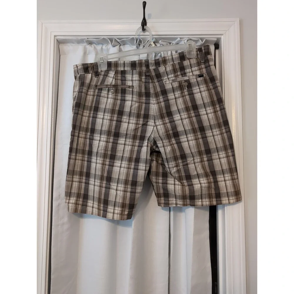 Hurley Men's Shorts Size 36 Plaid Pockets Logo Flat Front‎